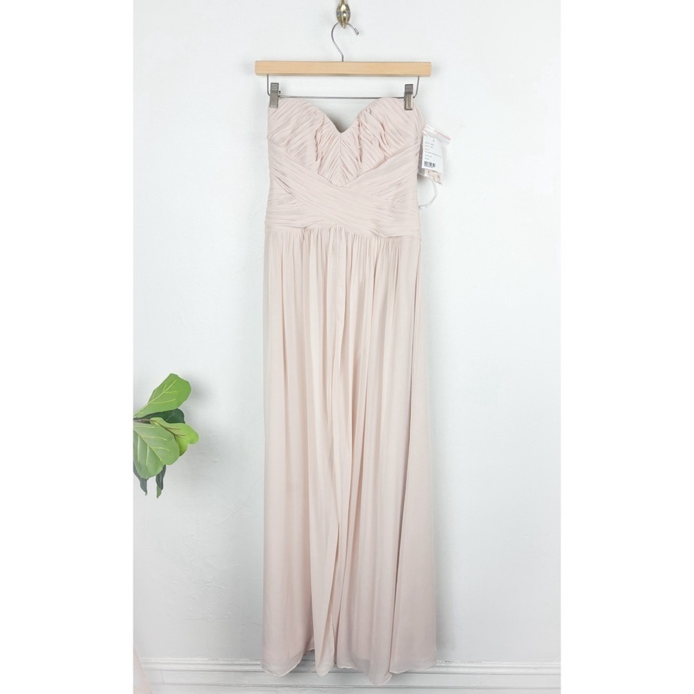 NWT Dessy Collection Cameo Cream Strapless Bridesmaid Maxi Dress Sz 6